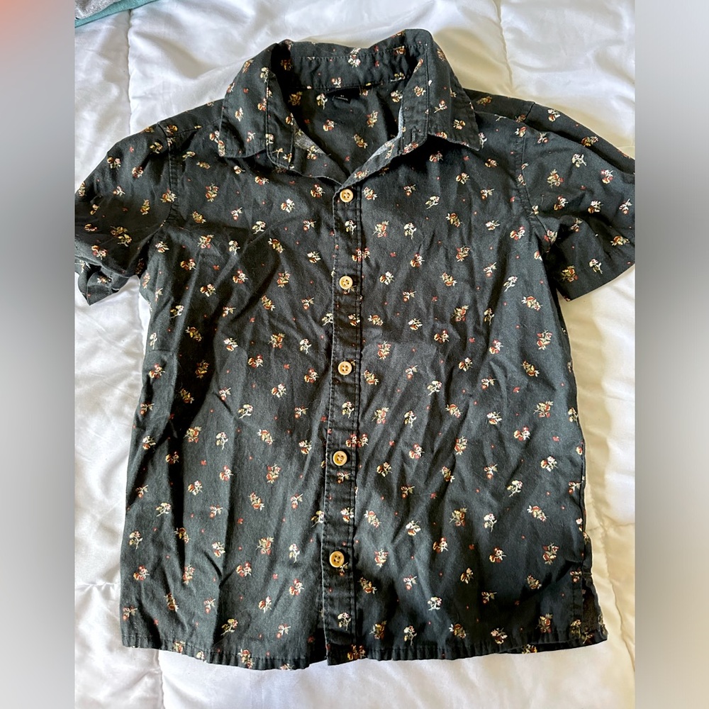 Cat & Jack Art Class Toddler Boy Floral Button Up Collared Shirt 5T